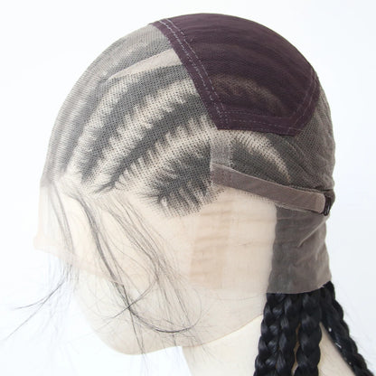 Black Braided Wigs Synthetic Full Lace Wig Glueless Full Lace Synthetic Wig Heat Resistant Fiber Wig for Women Daily Wear