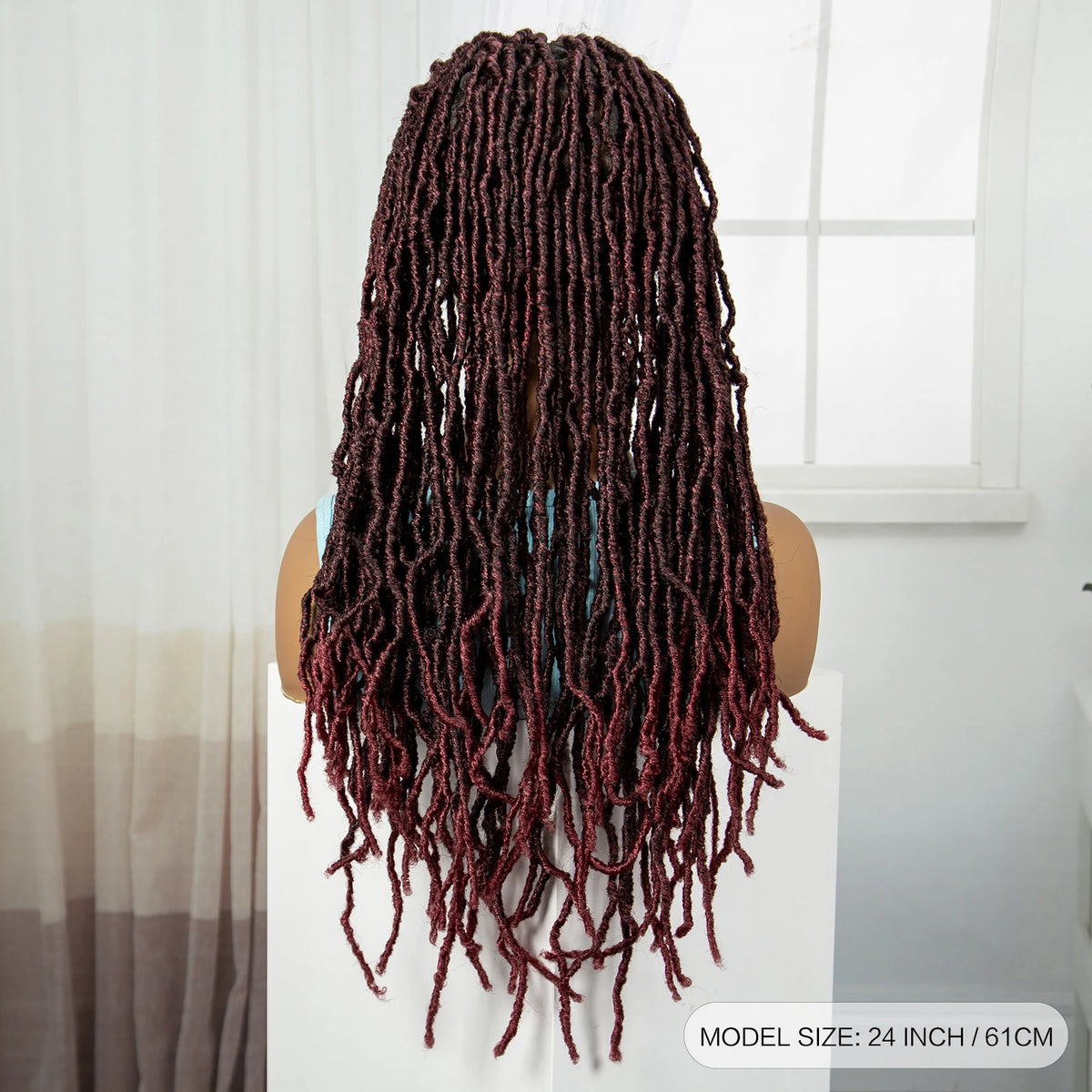 24Inch Full Lace Locs Braided Wigs with Baby Hair Lace Frontal Synthetic Braids Wigs for Black Women Natural HD Lace Braids Wigs