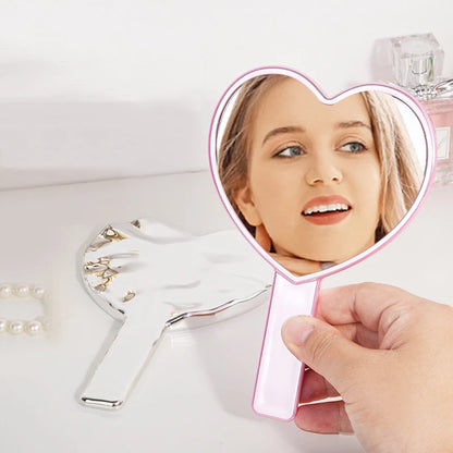 Eyelash Extension Handheld Makeup Mirror High Definition Heart Shape Hand Vanity Mirror For Women's Makeup Cosmetic Beauty Tools
