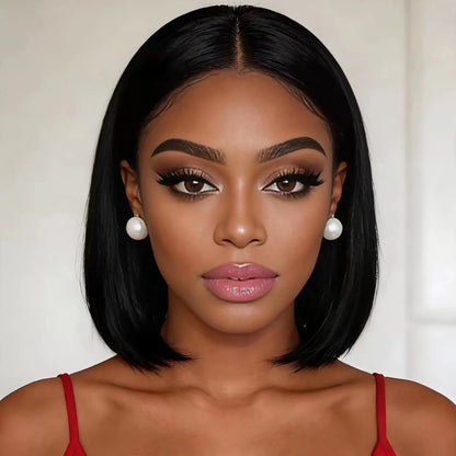 Wear And Go Glueless Bob Straight Human Hair Wigs Upgraded No Glue Pre Cut Lace Front Wigs
