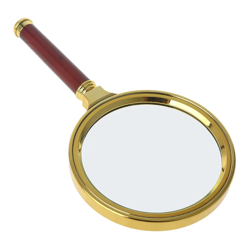 60mm 70mm 80mm Portable Handheld 10X Magnifying Glass Retro Handle Magnifier Eye Loupe Glass