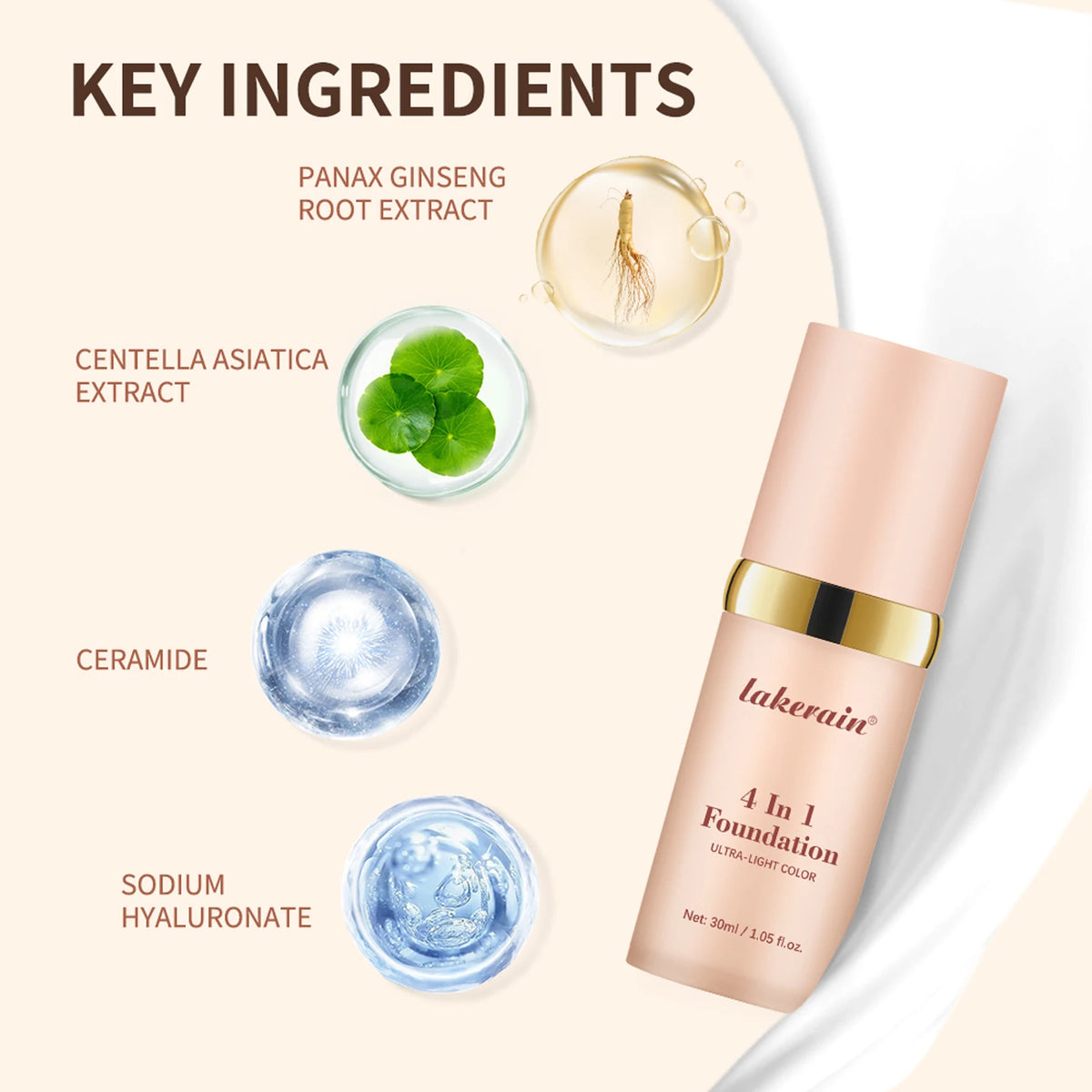Color Changing Foundation 4 In 1 Moisturizer Longwearing Waterproof Concealer Even Skin Toning Sunscreen Spf 30 Whitening Makeup