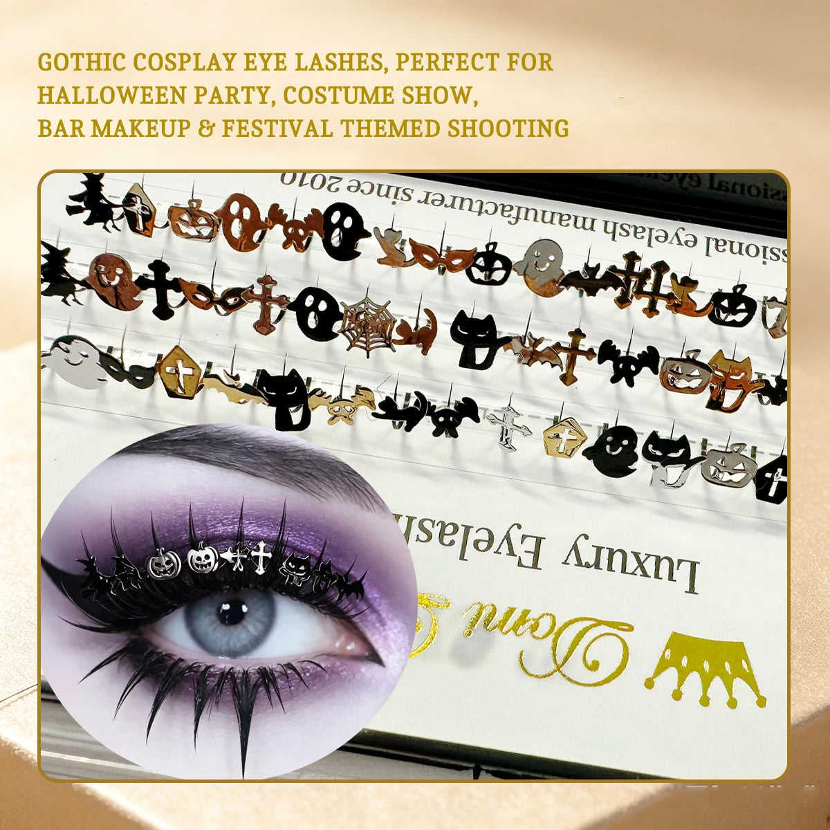 Domi Lash Christmas Cosplay Eyelashes Diamond Glitter Individual Lashes Snow Santa Cat Design False Eyelash Clusters for Party