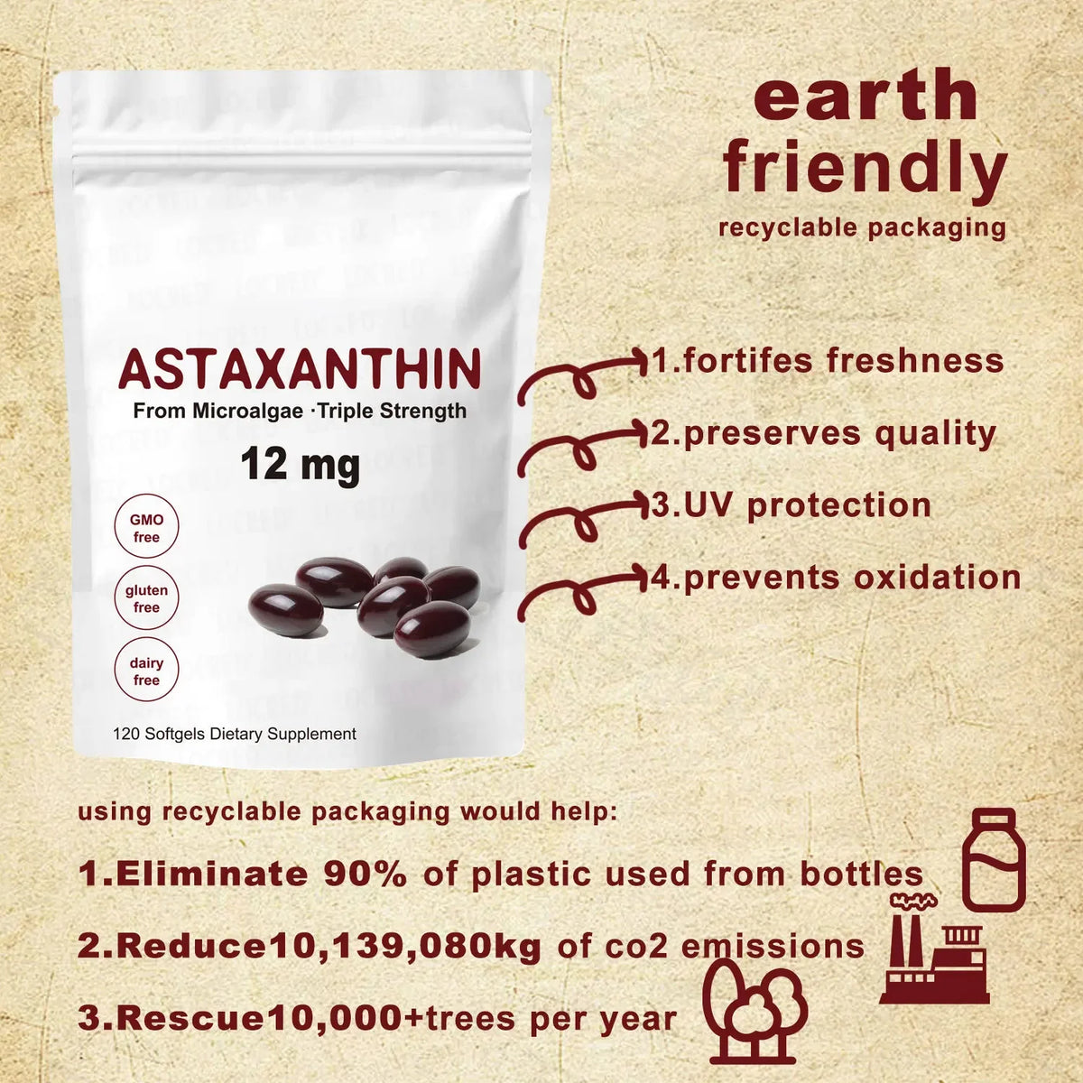 120Softgels Astaxanthin Capsules Support Eye,Joint And Skin Health And Immunity Promote Cardiovascular Health Reduce Blood Clots