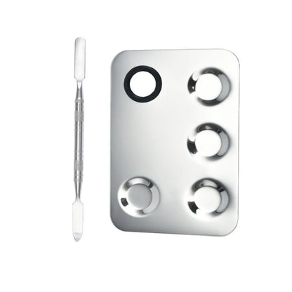 With Spatula Rod Makeup Color Palette Portable Stainless Steel Nail Art Polish Mixing Plate Durable