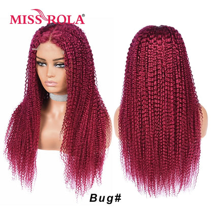 Miss Rola Brazilian Human Hair Curly Wigs 180% Density 4x4 Lace Closure Wig Kinky Curly Hair Wig Remy Pre Plucked With Baby Hair