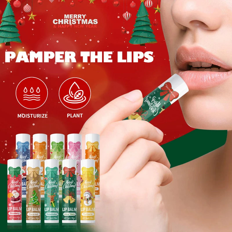 Christmas Limited Lipstick Case 10pcs Plant Extract Multi Flavor Moisturizing  Repairing Lip Dryness Lipstick Gift To Women New