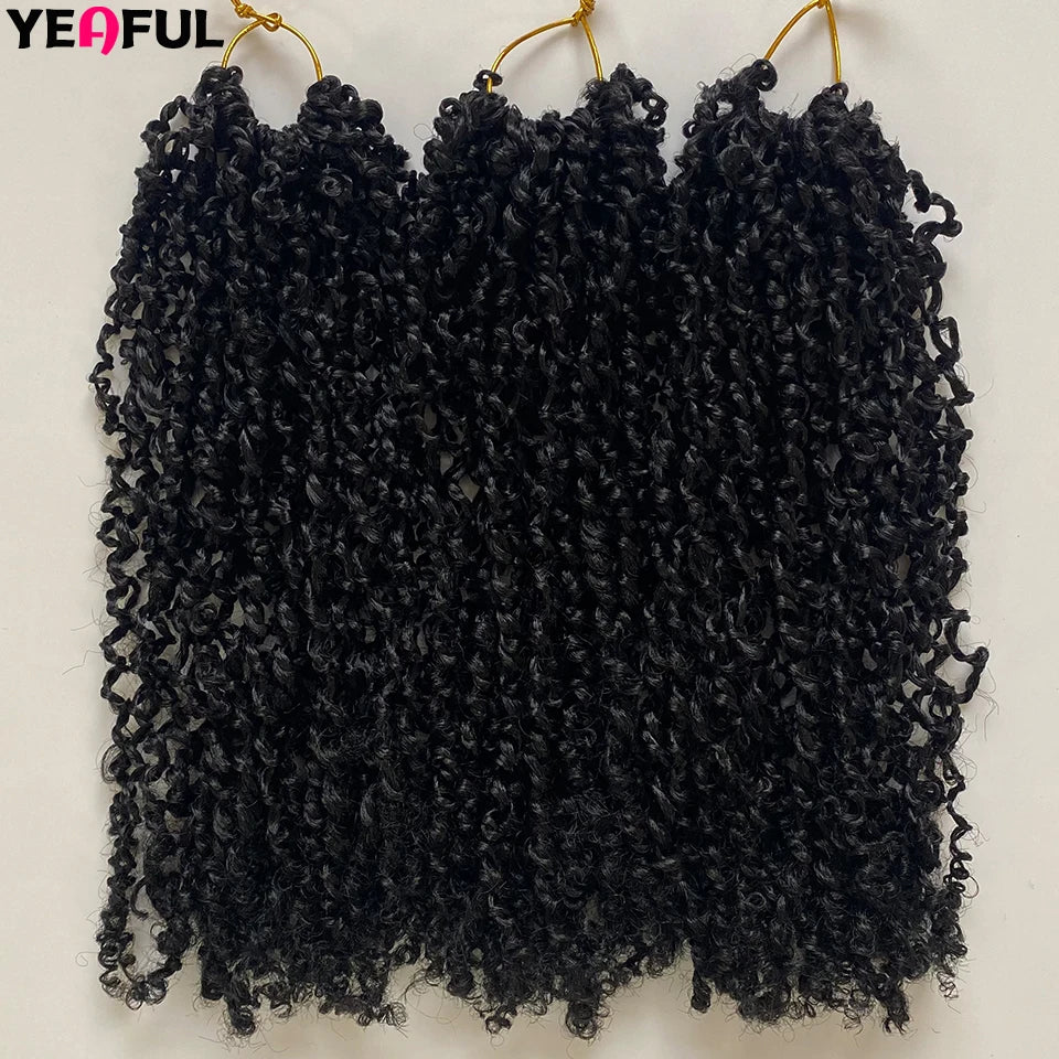 1-6 Packs Yanky Twist Crochet Hair 12"Pre-twisted Natural Black Kinky Mini Spring Twist Small Curly Senegalese Twist Hair Braids