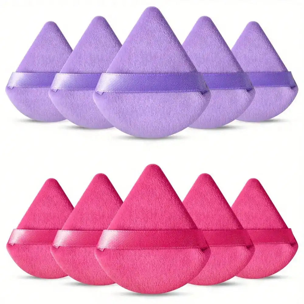 10 Pcs Triangle Velvet Powder Puff Pizza Flours Mini Face Makeup Sponge Cosmetics Washable Lightweight Makeup Tool