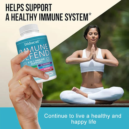 8 in 1 Immune Defense Support, Immunity Capsules Supplement with Echinacea, Vitamin C, D, Turmeric Curcumin & Ginger