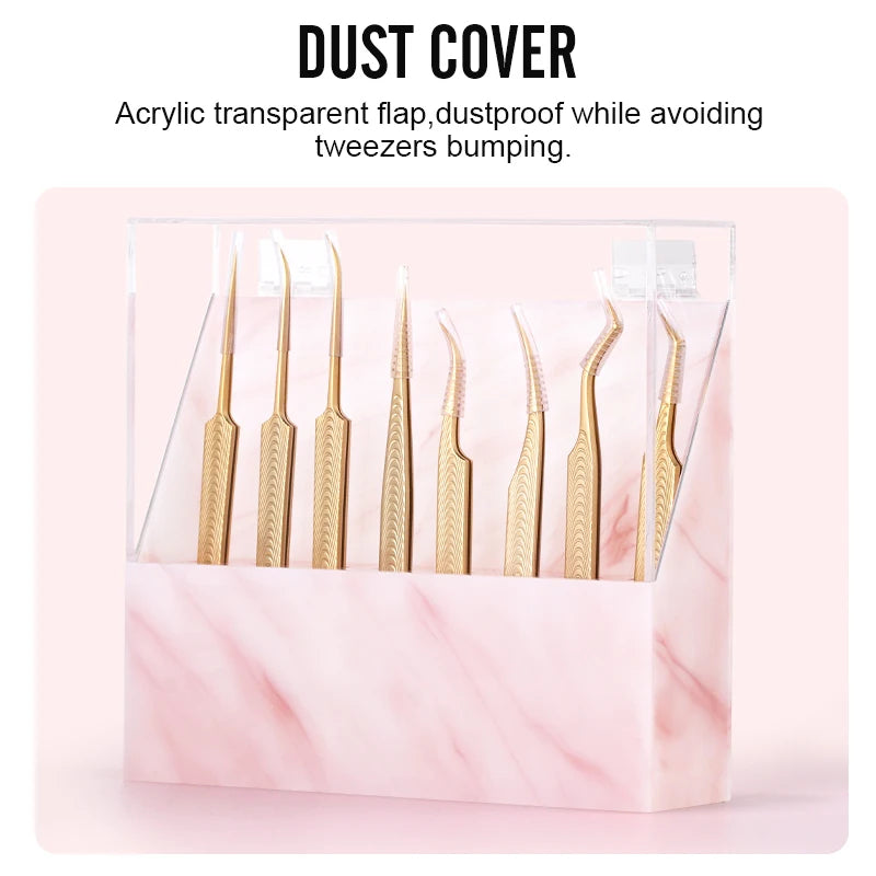 NATUHANA 8 Slots Acrylic Eyelash Extension Tweezers Holder Display Stand Lash Tools Storage Organizer Box Salon Makeup Tools Sup