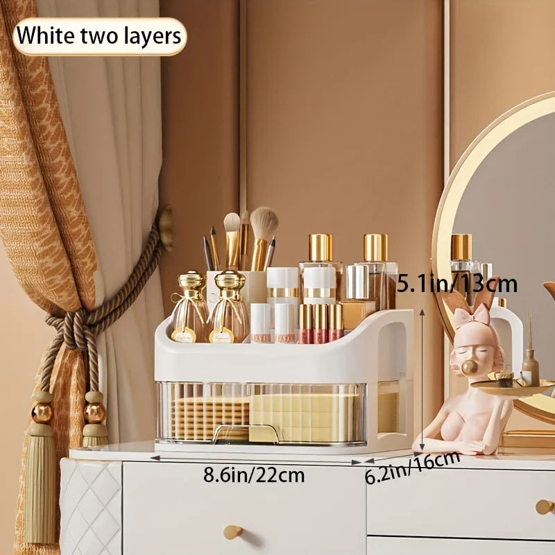 Large Capacity Cosmetic Storage Box Transparent Drawer Jewelry Makeup Storage Box Multi-layer Multi-functional Desktop Organizer