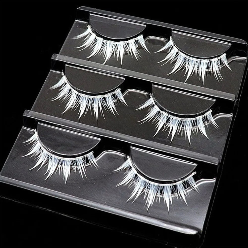 Eye Makeup Tools Halloween White Lashes Masquerade Party Natural Look False Eyelashes Reusable Cosplay White Eyelashes