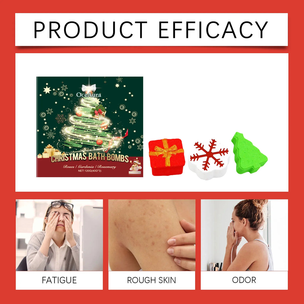 OceAura Christmas Bath Ball Gifts Deep Moisturize Bathroon Supplies Relax Mood Lasting Fragrance Body Exfoliating Spa Bath Bombs