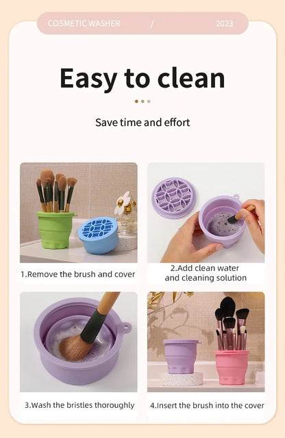 Multifunction Silicone Folding Makeup Brush Cleaning Cup Cleaning and drying 2-in-1 storage cup Beauty Cosmetic Brush Scrub Cup
