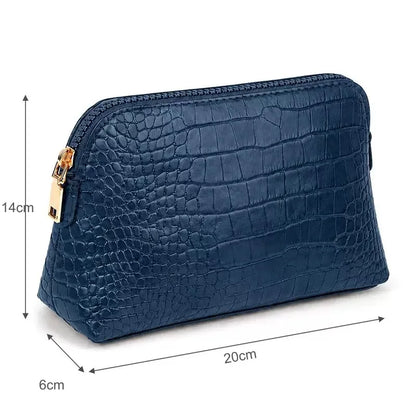 Customized Letters PU Leather Cosmetic Storage Bag Classic Simple Atmosphere Solid Color Make Up Bag Advanced Zipper Wash Bag