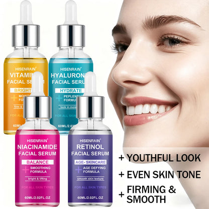 HISENRAIN Luxury Moisturizing Essence 4-Piece Set - Premium Skincare Gift for Holiday Seasons, Radiant & Hydrated Skin.