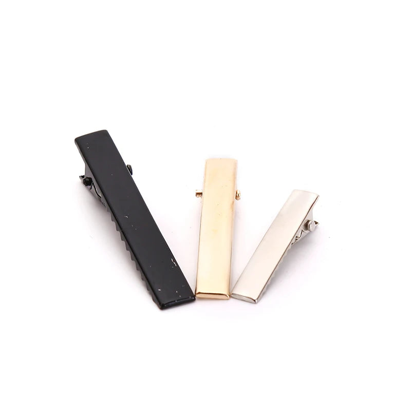 (YOUR)100pcs Black Hairclips Single Prong Alligator Hairpin Blank Setting Hair Clips.