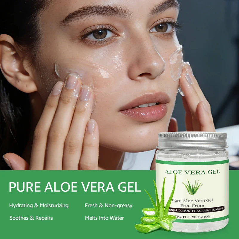 YUVK Organic aloe vera gel, deeply moisturizing and effectively hydrating. Ideal for hair, scalp, face, dry skin, acne.