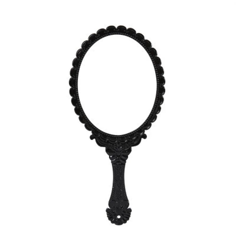 Creative Retro Makeup HD Mirror With Handle Women Bathroom Plastic Patterned Make Up Mirror Portable Handheld Antique Vanity