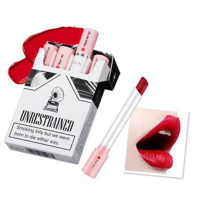 4 Pcs Cigarette Lipstick Set Matte Lip Gloss Long Lasting Waterproof Nude Lip Tint Lip Stick Tube Cosmetics Christmas Gift