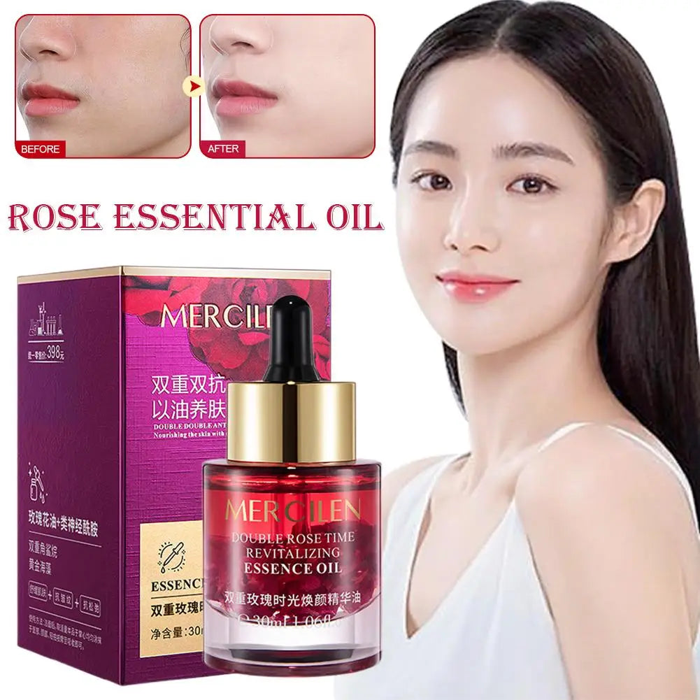 1/2/3pcs 30ML Double Rose Petal Radiance Essence Oil Facial Care Tightening Moisturizing Brightening Face Serum Korean Skin Care