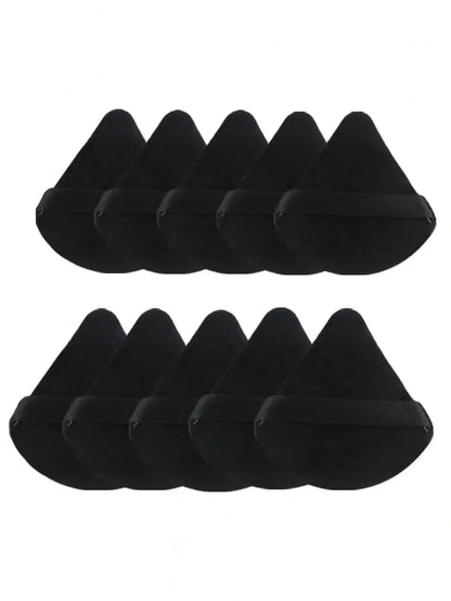 10 Pcs Triangle Velvet Powder Puff Pizza Flours Mini Face Makeup Sponge Cosmetics Washable Lightweight Makeup Tool