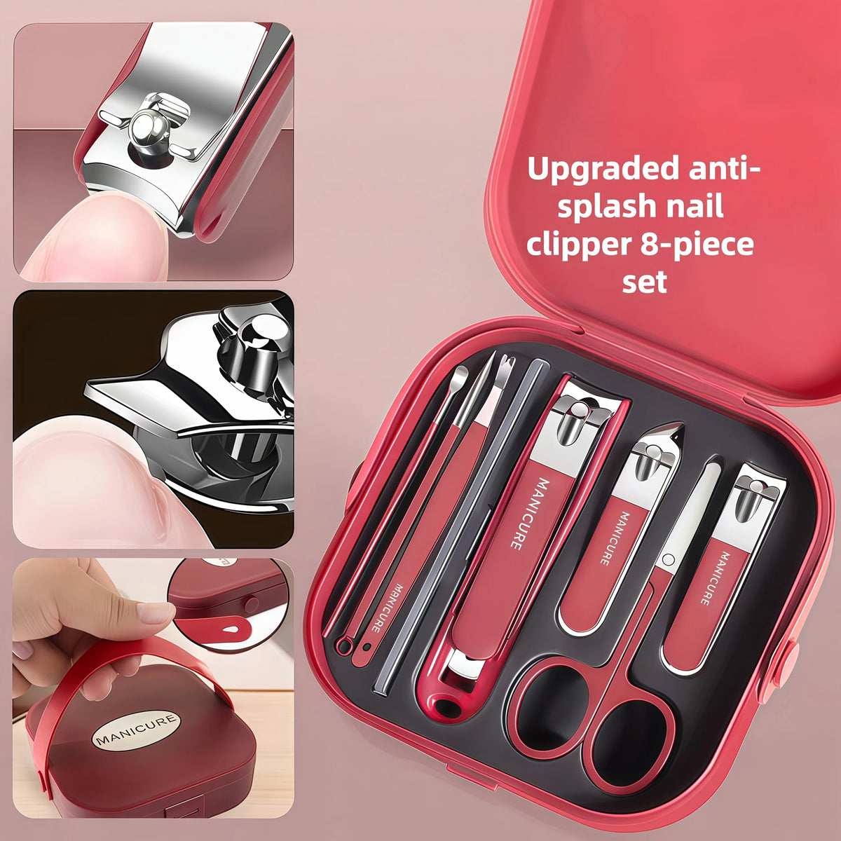 6pcs/8pcs Stainless Steel Professional Nail Care Kit | Includes Nail Clippers and Manicure Tools Portable Storage Box Ideal Gits
