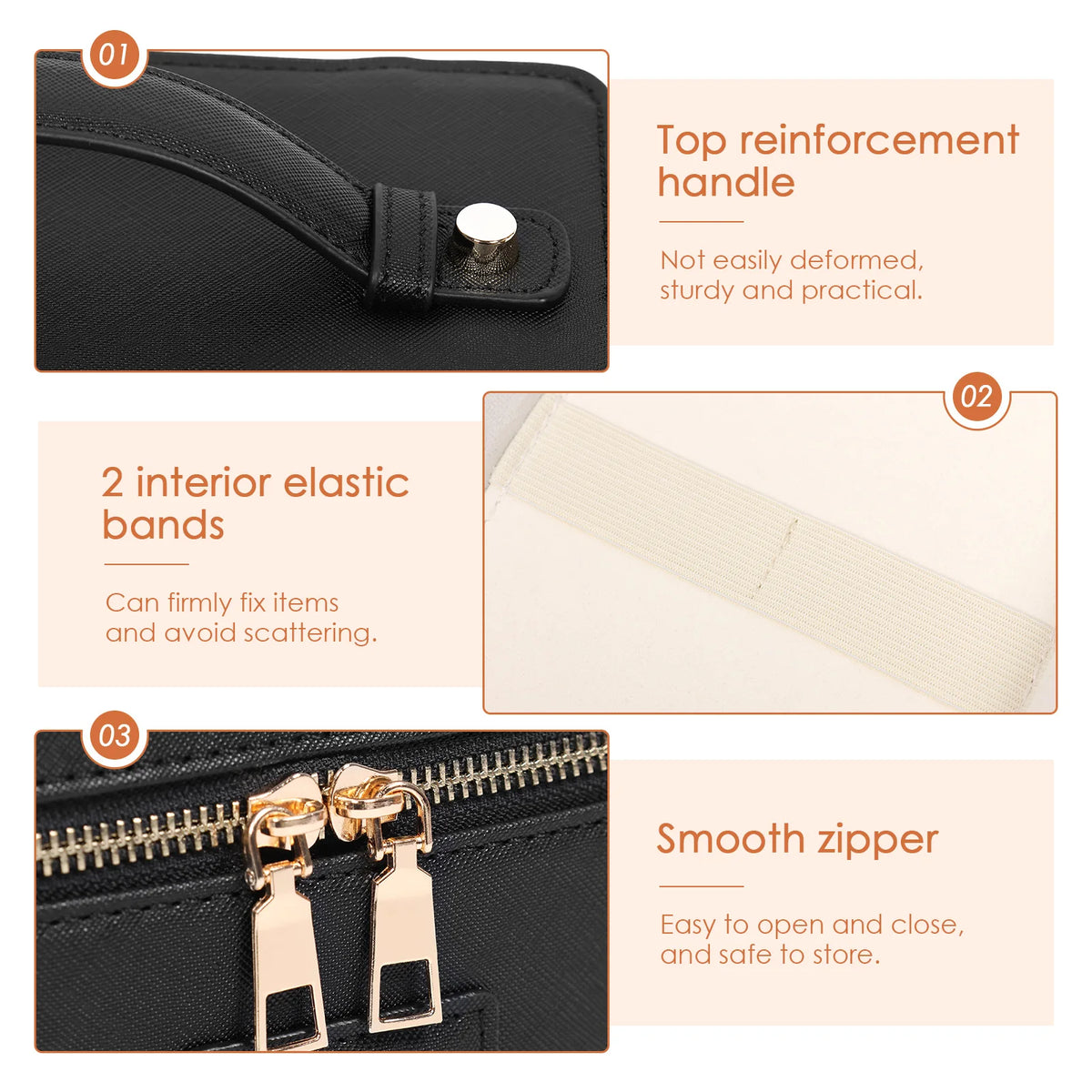 PU leather Cosmetic Bag Women Vanity Case Large Capacity Luxury Portable Travel Toiletry Bags Makeup Organizer