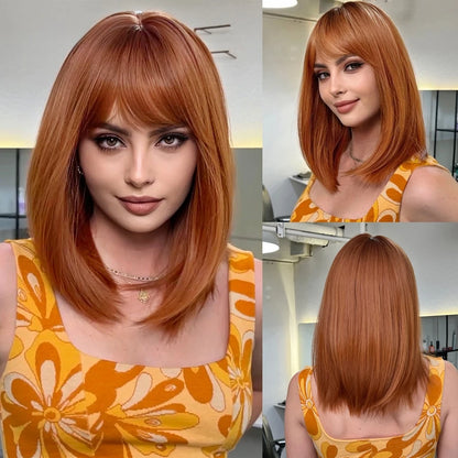 Synthetic Long Blonde Layered Wigs for Women Wig with Bangs Natural Looking Straight High Temperature Hair for Daily Christmas
