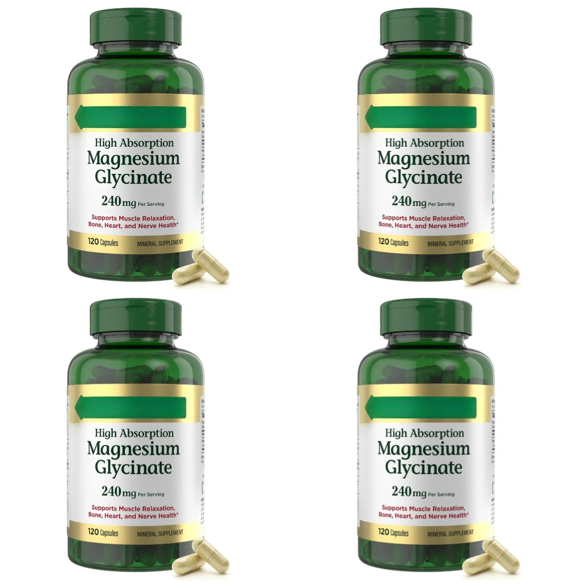 Magnesium Glycinate Capsules High Absorption Supports Muscle Relaxation Supports Bone Health 120 Capsules for Adults