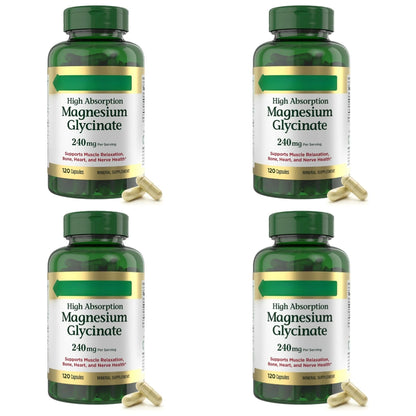 Magnesium Glycinate Capsules High Absorption Supports Muscle Relaxation Supports Bone Health 120 Capsules for Adults