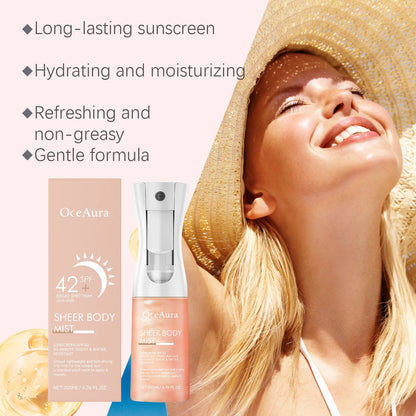 Refreshing Sunscreen Spray Body Sun Block Isolation Mist Long Lasting UV Protector Summer Outdoor Brightening Moisturizer Serum