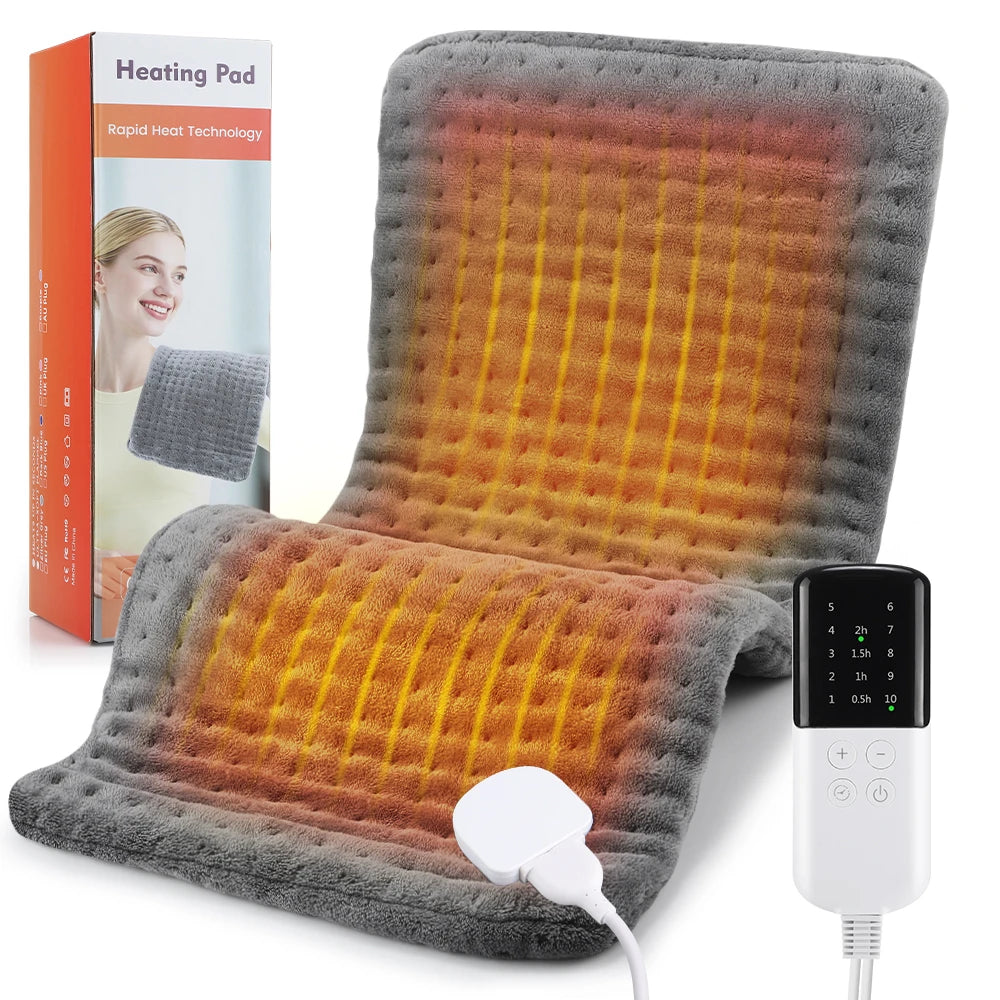 60x30cm Electric Blanket 10 Levels Heating Pad Double Helix Temperature Control Timing Thermal Mat for Office Home Period Cramps