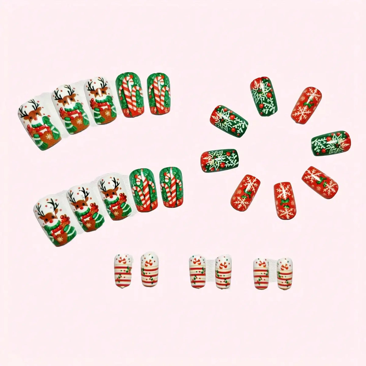 24Pcs Fake Nails, Christmas Theme Manicure, Cute Snowman Nail Tips, Luxurious And Elegant Style, Suitable For Parties, Gatherings, And Daily Wear