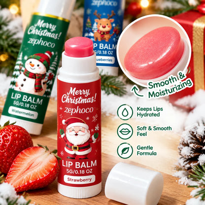 Christmas Lip Balm Gift Set 10 Count Assorted Fruit Flavors Stocking Stuffers Nourishing Moisturizing for Women 5g Fro Dry Skin