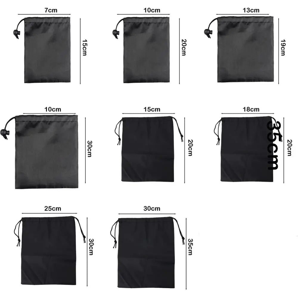 New Drawst Closure Drawstring Storage Pouch Portable Nylon Drawstring Bags Waterproof Black Makeup Bags Travel Storage