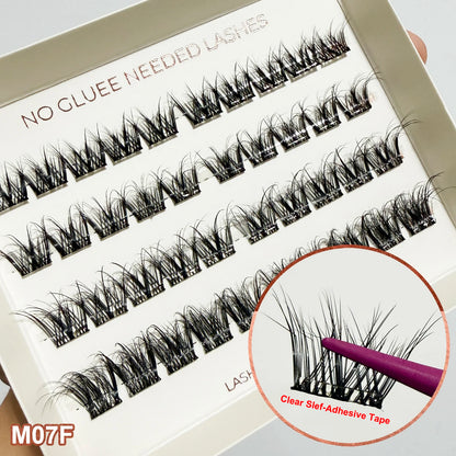 Self Adhesive Cluster Lashes Wide Pre‑glued Tap Natural DIY Eyelash Extension No Glue Need Eyelashes Press On Manga Lashes