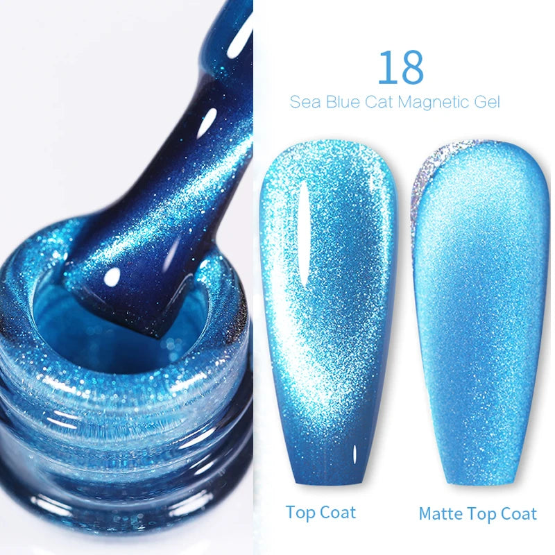 BORN PRETTY 10ml Rainbow Glass Cat Magnetic Nail Gel Polish Sparkling Double Light Reflective Glitter Colorful Laser Varnish