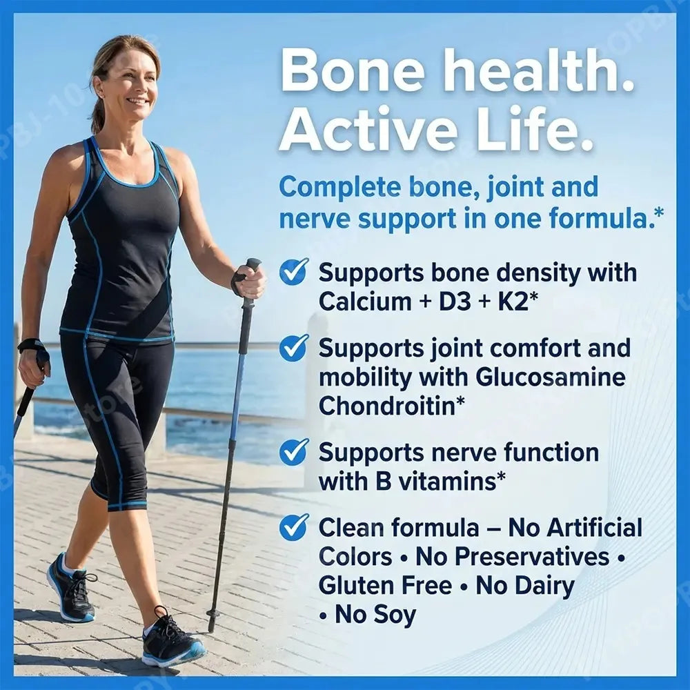 Calcium D3 K2 B12 Capsules for Bone, Teeth & Joint Support, Muscle, Immune & Nerve Health, Gluten-Free & Non-GMO, 120 Capsules