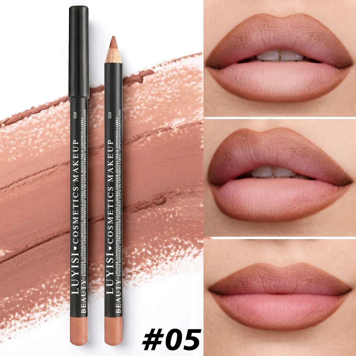 Waterproof Lip Liner,Smudge-Proof Eyeliner Lip Pencil,Highly Pigmented&Smooth Glide, Define Lip Shape,Brown Nude Shades Makeup