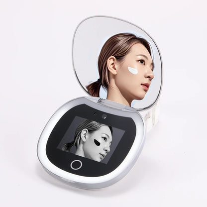 UV Mirror for Sunscreen Test Camera,Sun Protection Visualization Travel Makeup Mirror，with LED Light Compact Hand Mirror