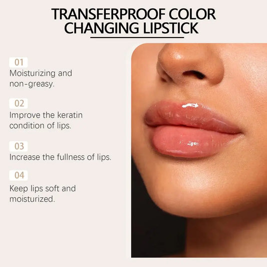 Color Changing Lipstick Deeply Moisturizing and Repairing Chapped Lip Lines Long Lasting 24H Moisturizing Glossy Shine Lip Gloss