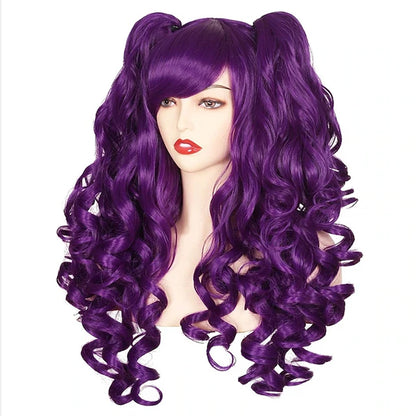 HAIRJOY Synthetic Hair  Wavy Pink Ponytail Wig for Jean Cosplay Game Princess  Anime Wigs with Hair Pigtails Bangs Halloween Wig