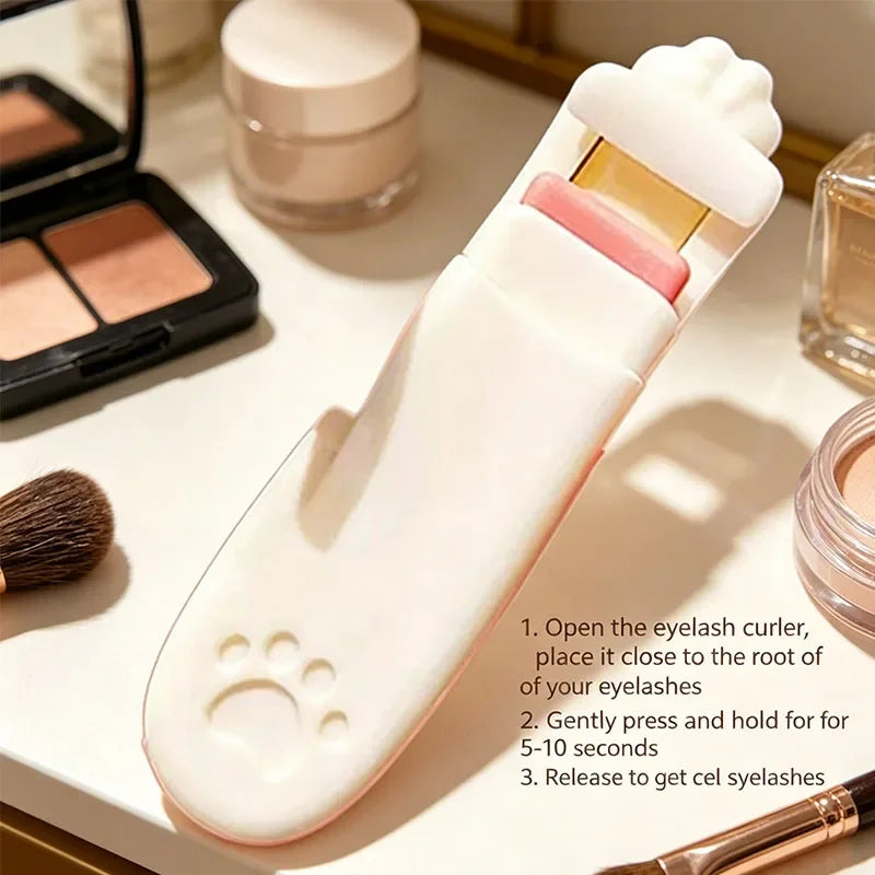 1/2pcs Cute Cat Claw Eyelash Curler, Portable Press-Type Eyelash Curler, Professional Sunflower Lashes Curling Clip for Daily