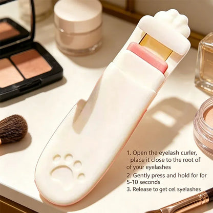 1/2pcs Cute Cat Claw Eyelash Curler, Portable Press-Type Eyelash Curler, Professional Sunflower Lashes Curling Clip for Daily
