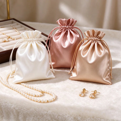 10PCS Custom Satin Bags Hair Bags Luxury Goods Silk Packaging Drawstring Pouches Makeup Case Shoes Cloth Wigs Storage Bag