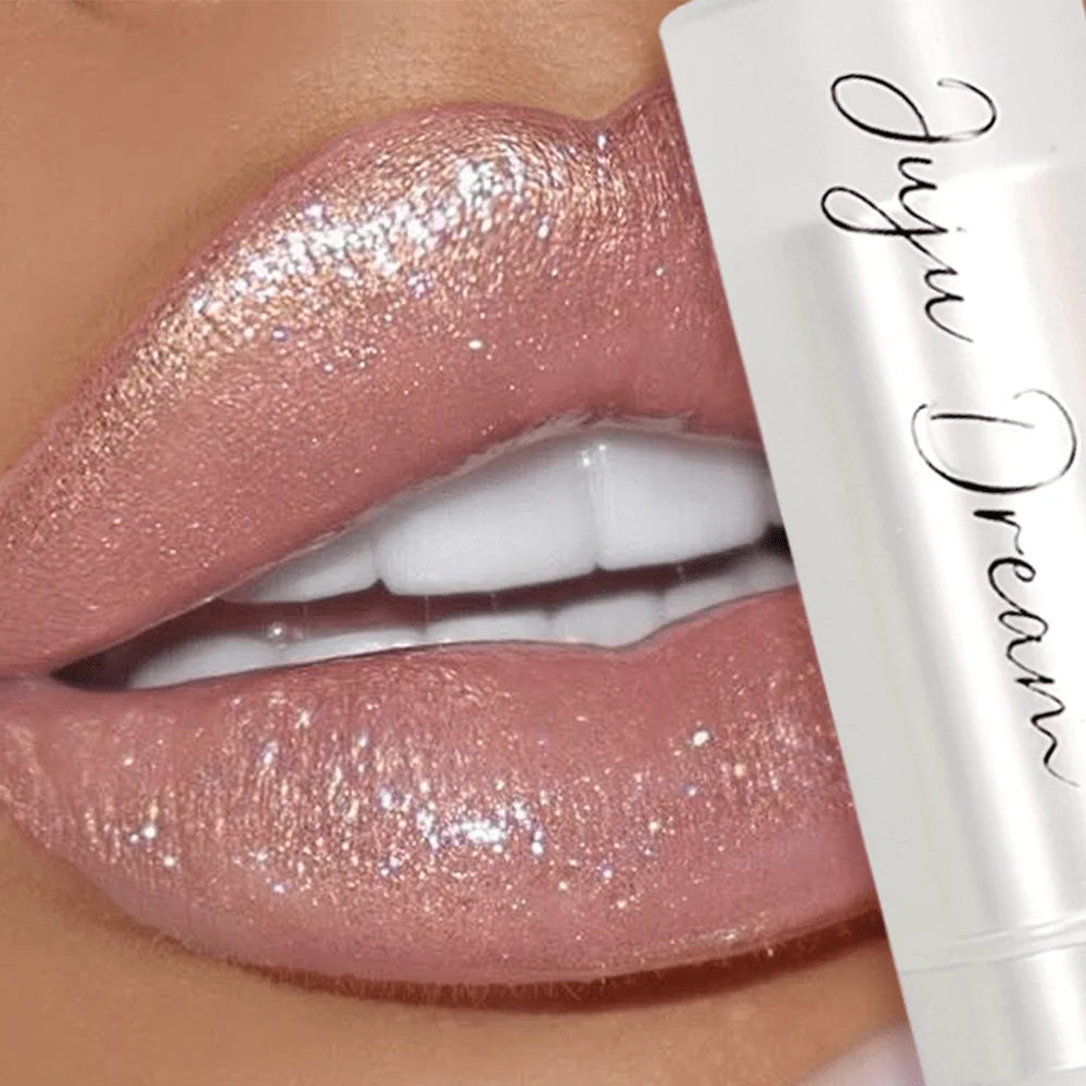 JUJU DREAM Shimmer Metallic Lipstick Long Lasting Waterproof Dark Red Lip Gloss Glitter Pearlescent Lip Makeup