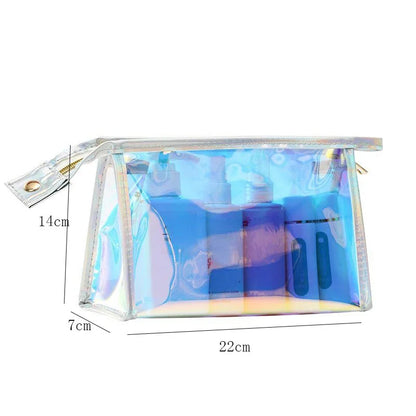Transparent Pretty Makeup Bags Fashion Laser Travel Cosmetic Bag Toiletry Brush Bags Organizer Necessary Case Wash Make Up Box