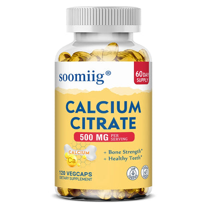 Calcium Citrate 500 Mg Per Serving Strengthens Bone, Teeth Health, Support Mobility & Flexibility, 120 Capsules, Non-GMO
